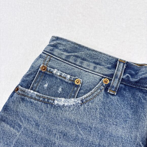 Abercrombie & Fitch Jean Shorts Women’s Size 4 / 21 High Rise Denim 4” Raw Hem - Picture 3 of 9